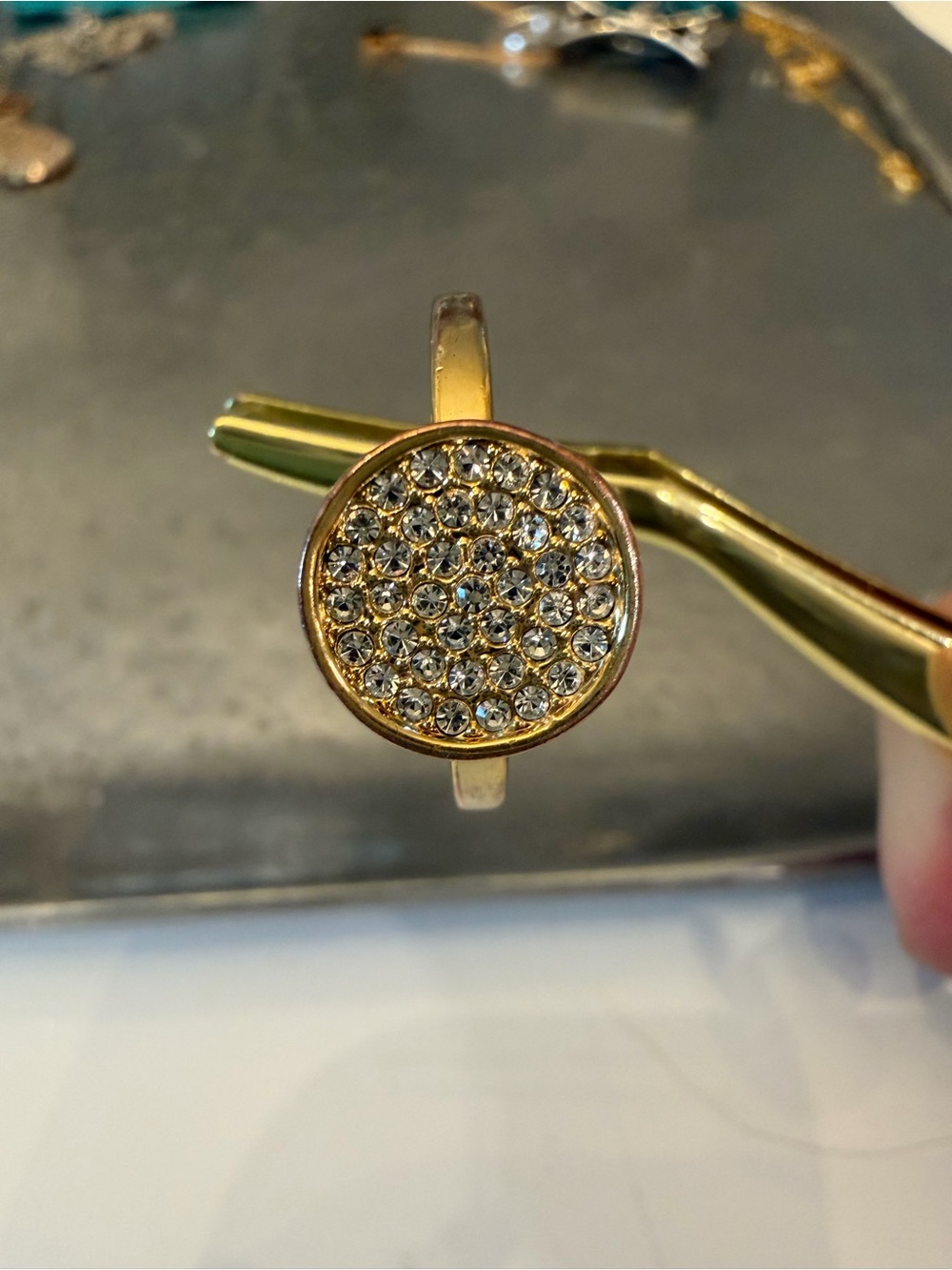 Coach Gold Crystal Pave Round Ring
